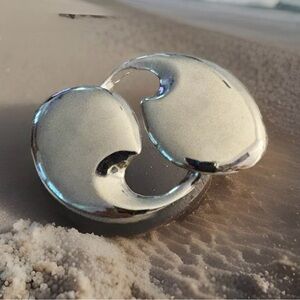 1980’s Maxine Denker Vintage Abstract Silver Rare Double Wave Brooch